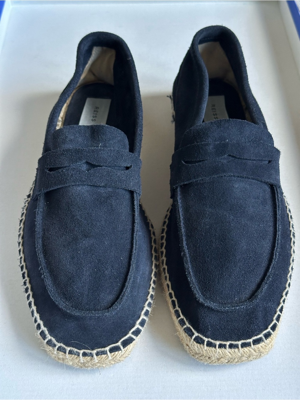 Reiss Cannes Navy Suede Penny Strap Espadrille Loafers EU 44 US 11 - Picture 5 of 16